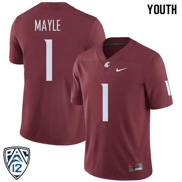 Youth #1 Vince Mayle Washington State Cougars College Football Jerseys Sale-Crimson